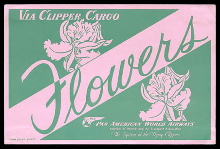 A 1950s Pan Am Clipper Cargo fresh flowers label